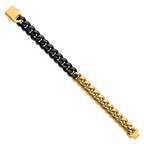 Men's Polished Gold-Tone Stainless Steel Curb Chain Bracelet 12mm