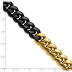 Men's Polished Gold-Tone Stainless Steel Curb Chain Bracelet 12mm