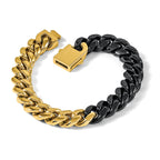 Men's Polished Gold-Tone Stainless Steel Curb Chain Bracelet 12mm