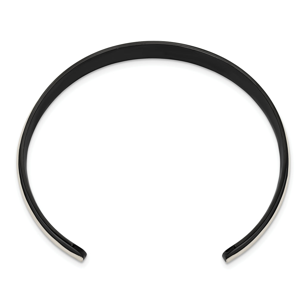 Men's Brushed and Polished Black Stainless Steel Bangle Bracelet 10mm