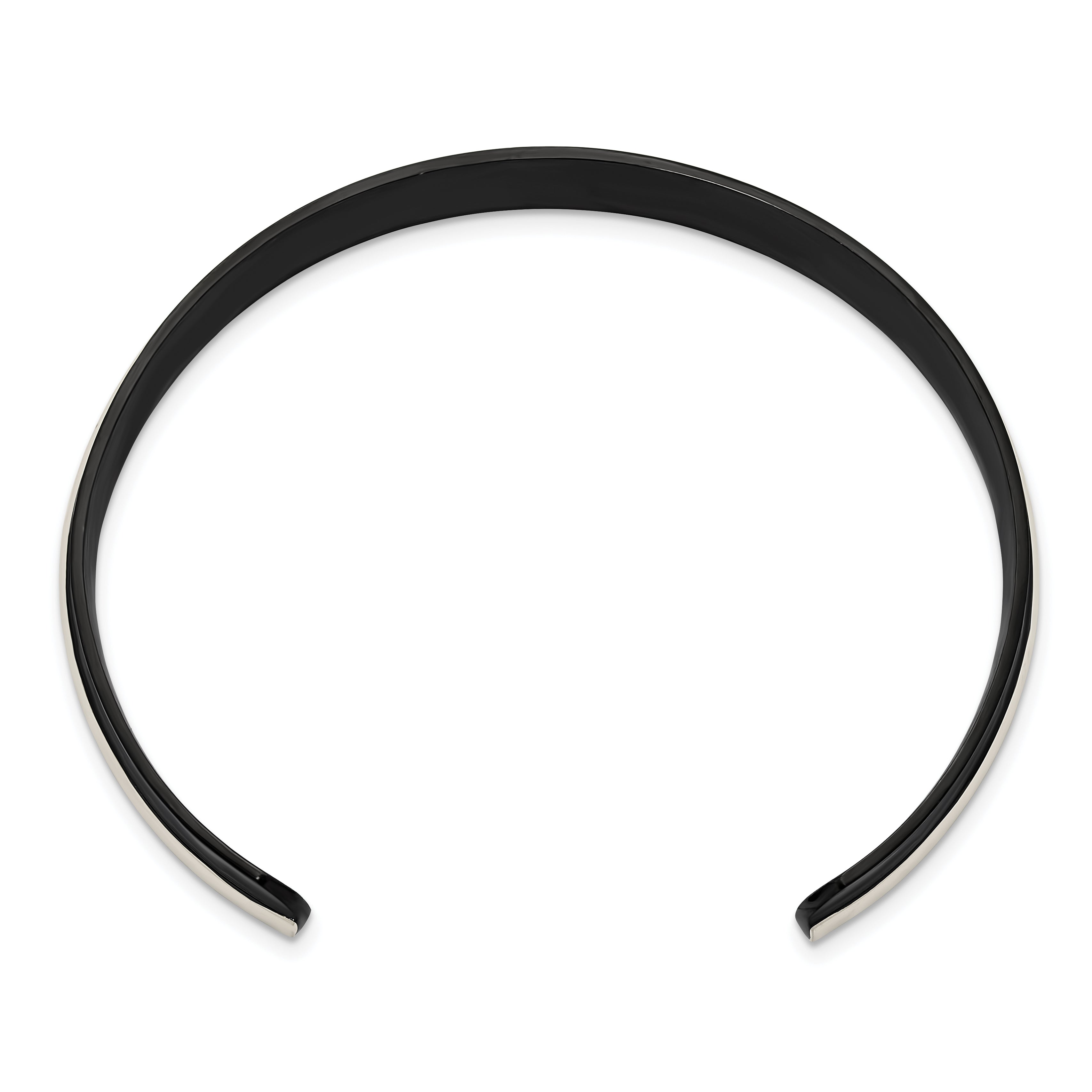 Men's Brushed and Polished Black Stainless Steel Bangle Bracelet 10mm