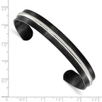 Men's Brushed and Polished Black Stainless Steel Bangle Bracelet 10mm