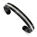 Men's Brushed and Polished Black Stainless Steel Bangle Bracelet 10mm