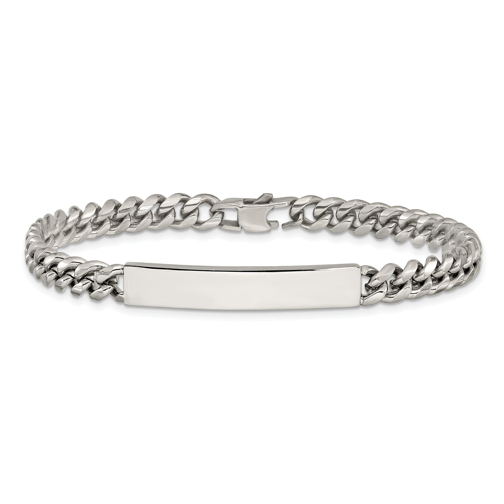 Men's Polished Stainless Steel ID Bracelet 6mm