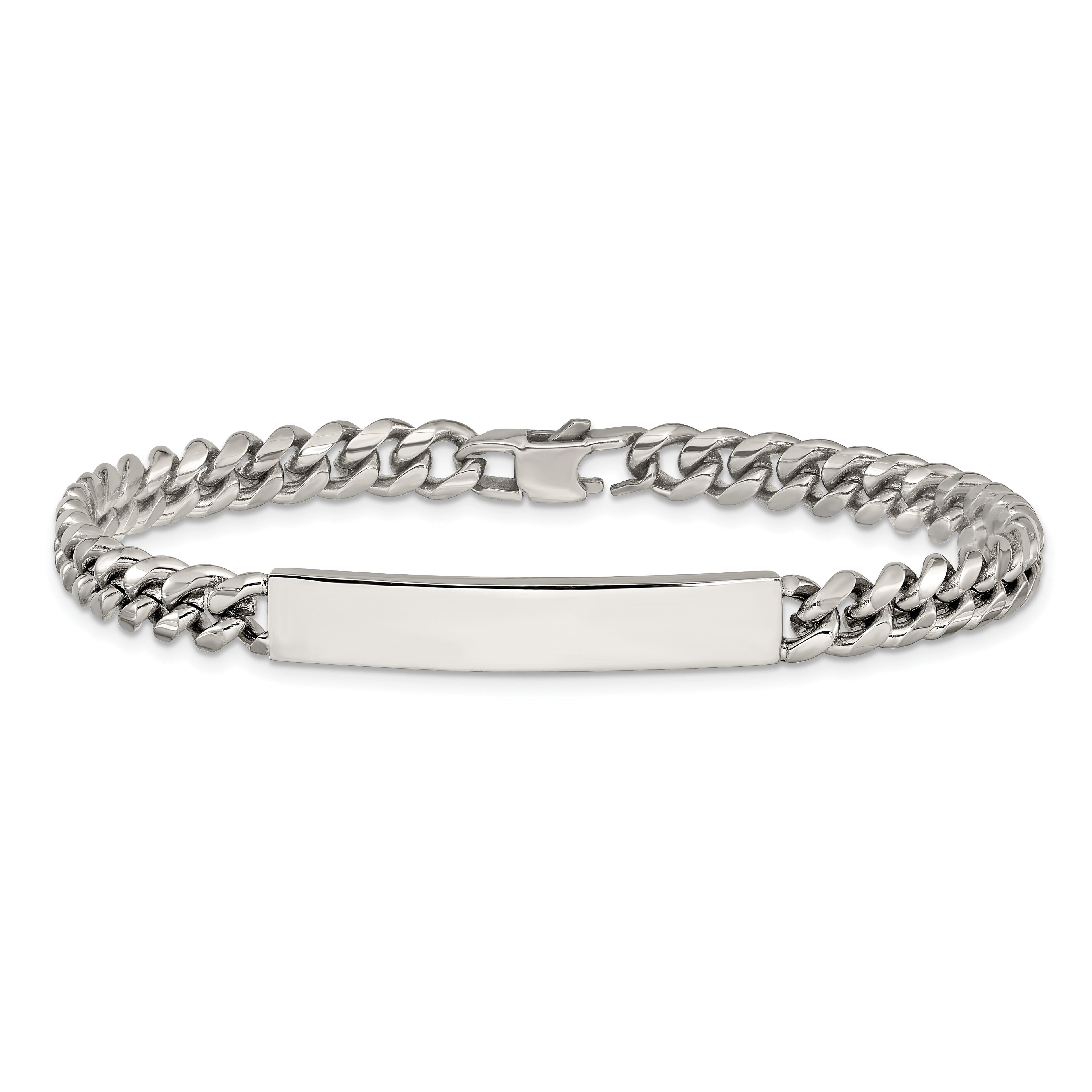 Men's Polished Stainless Steel ID Bracelet 6mm
