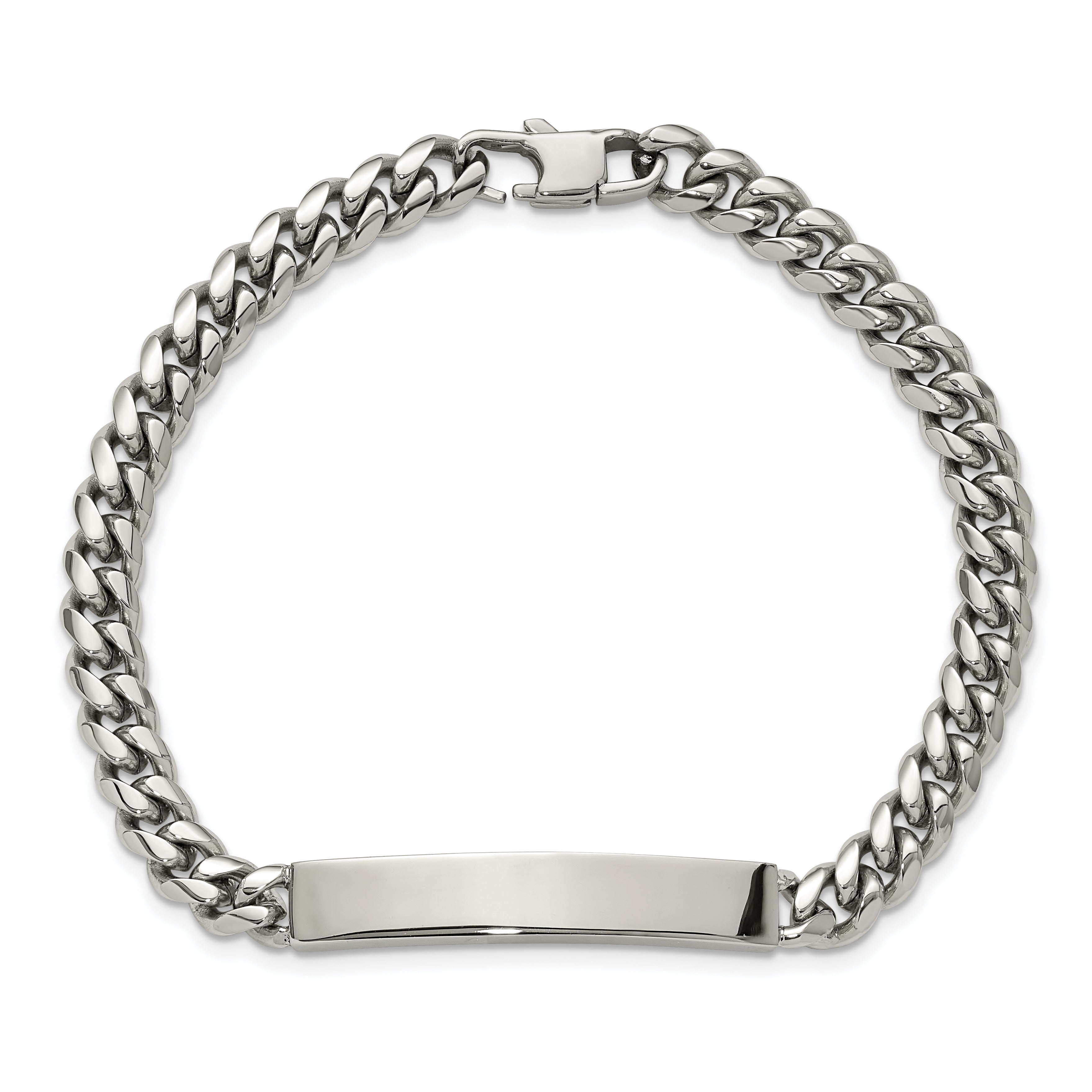Men's Polished Stainless Steel ID Bracelet 6mm
