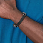 Men's Brushed Black Stainless Steel ID Bracelet 10.5mm