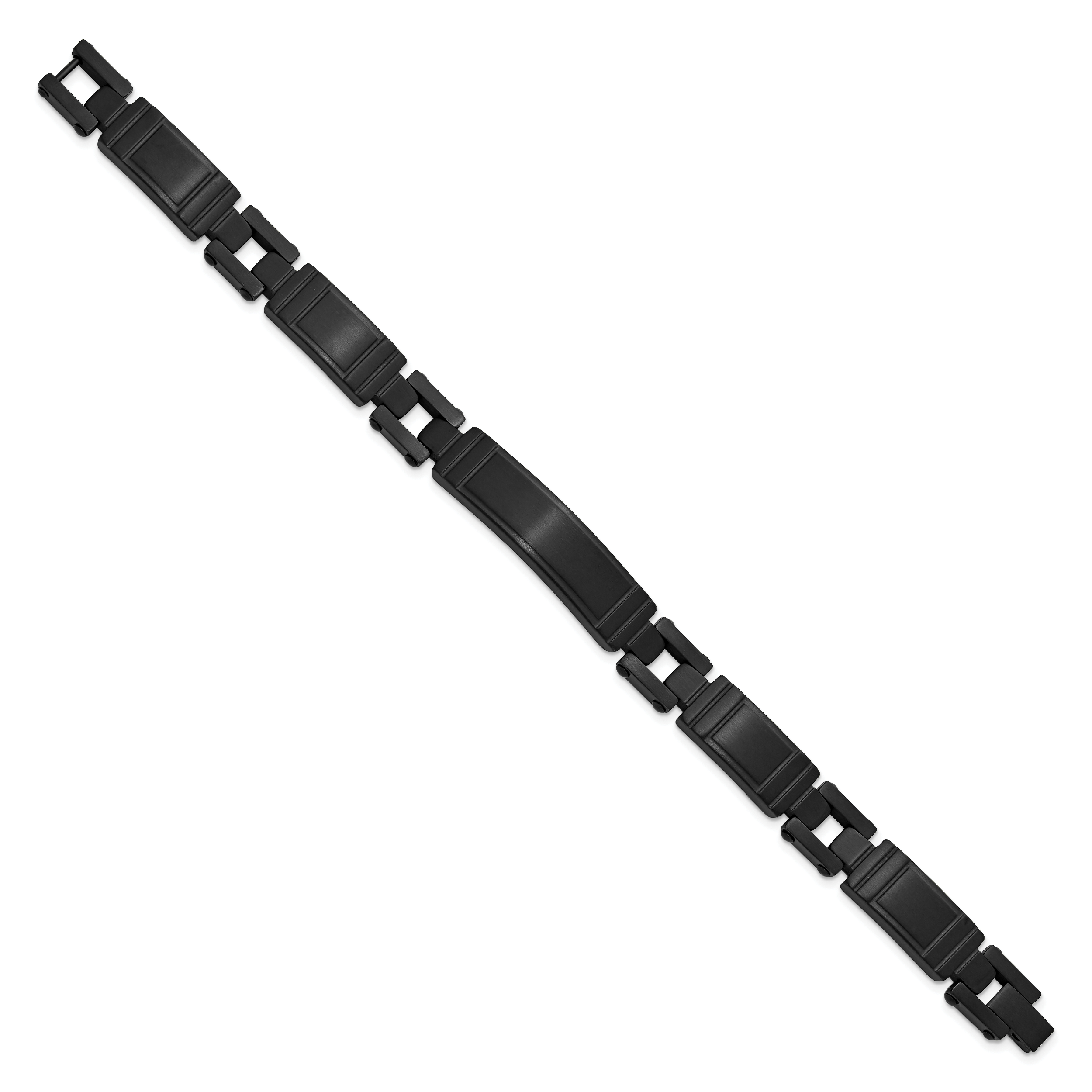 Men's Brushed Black Stainless Steel ID Bracelet 10.5mm Secondary image