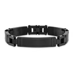 Men's Brushed Black Stainless Steel ID Bracelet 10.5mm