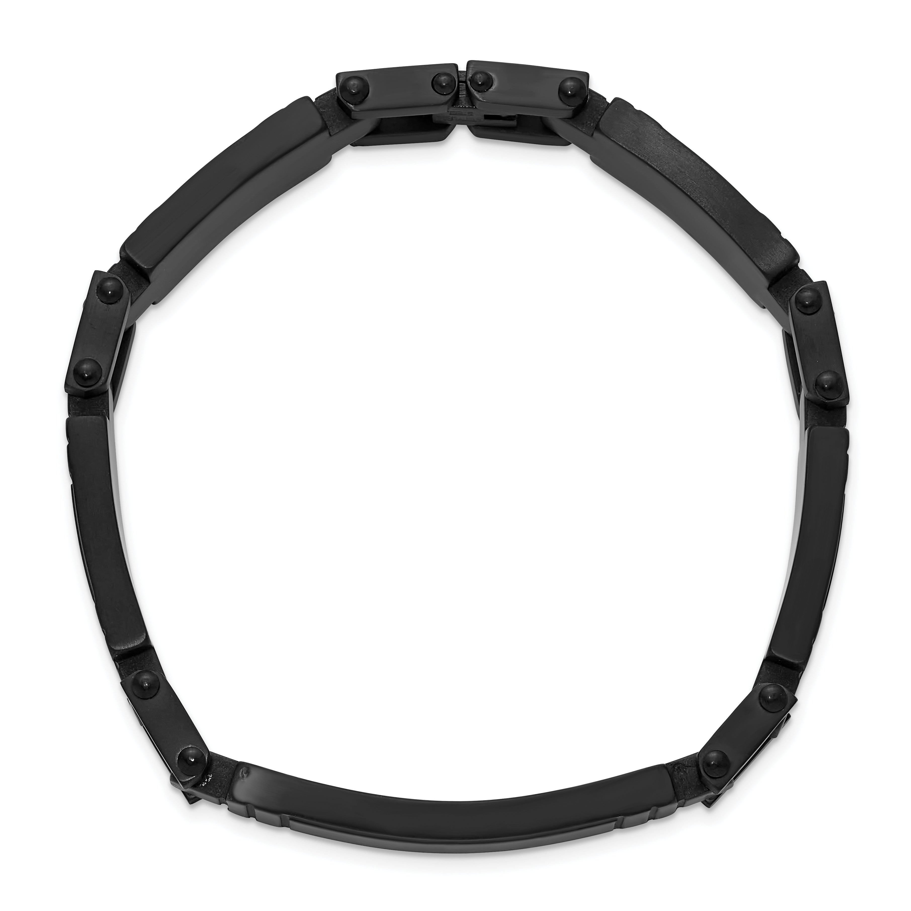 Men's Brushed Black Stainless Steel ID Bracelet 10.5mm