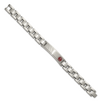 Men's Brushed and Polished Red Enamel Stainless Steel Bracelet 12mm
