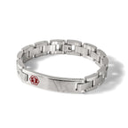 Men's Brushed and Polished Red Enamel Stainless Steel Bracelet 12mm