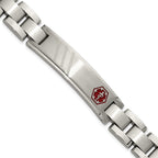Men's Brushed and Polished Red Enamel Stainless Steel Bracelet 12mm