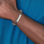 Men's Brushed Leather Stainless Steel ID Bracelet 10mm