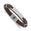 Men's Brushed Leather Stainless Steel ID Bracelet 10mm