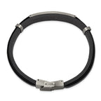 Men's Antiqued Leather Stainless Steel ID Bracelet 9.5mm