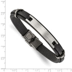 Men's Antiqued Leather Stainless Steel ID Bracelet 9.5mm