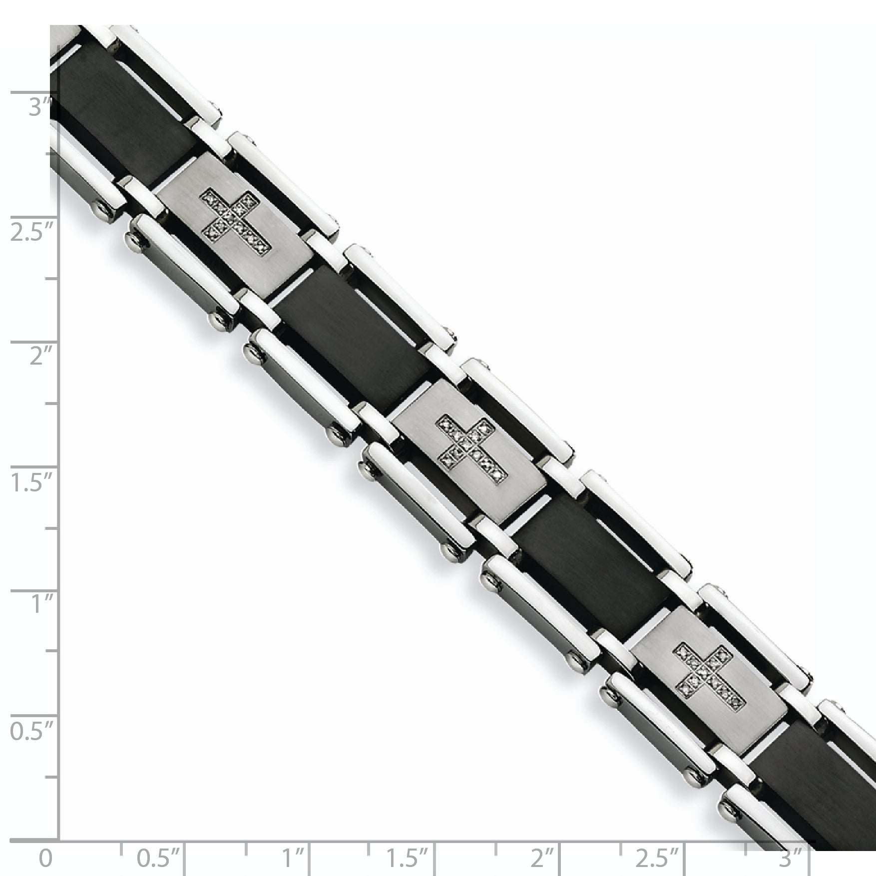 Stainless Steel Brushed and Polished Black IP-plated with 1/4 carat Diamond Bracelet for Men Secondary image