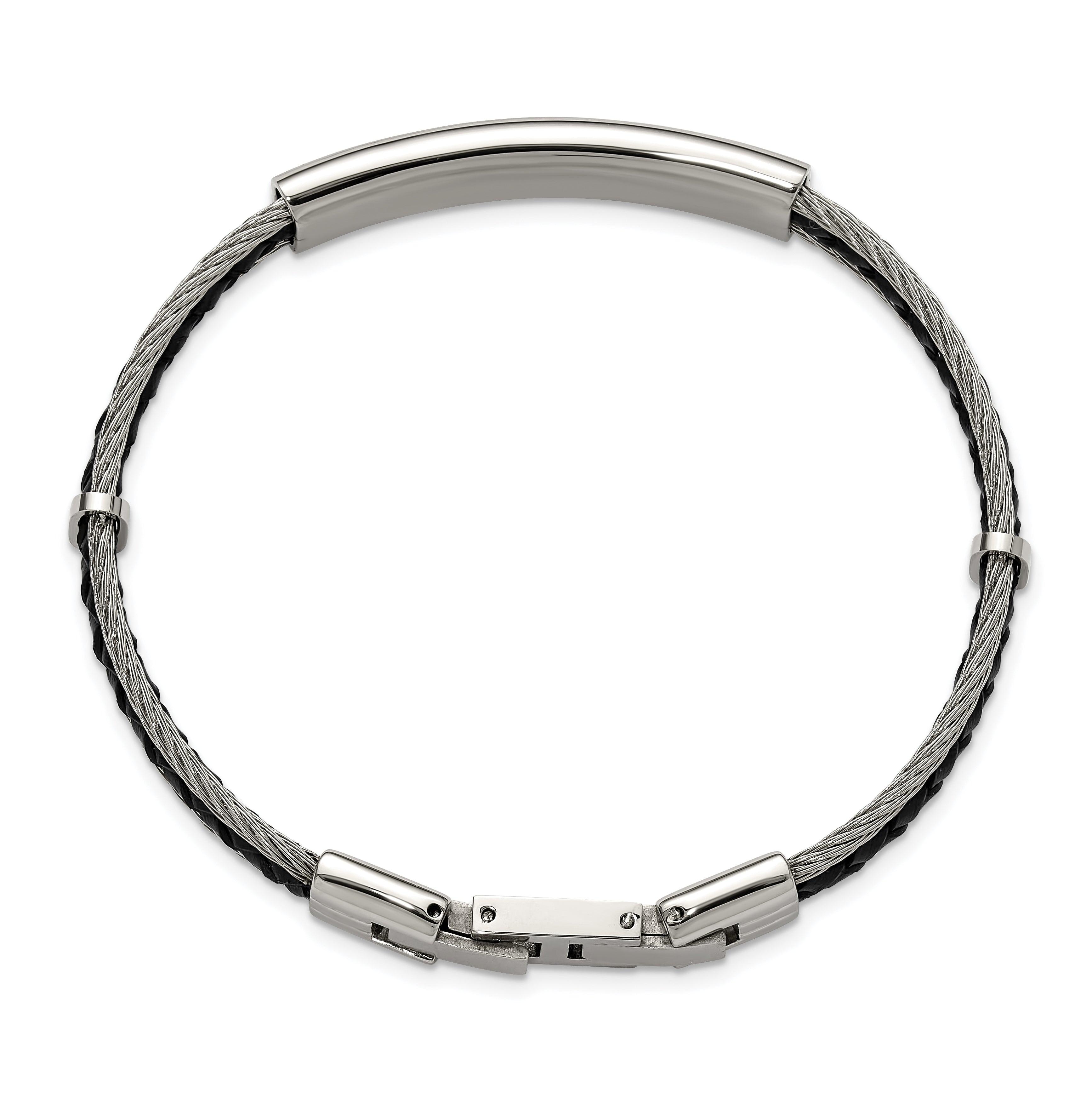 Brushed and Polished Braided Stainless Steel ID Bracelet 7mm Secondary image