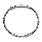 Brushed and Polished Braided Stainless Steel ID Bracelet 7mm