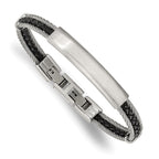 Brushed and Polished Braided Stainless Steel ID Bracelet 7mm