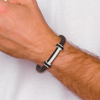 Men's Polished Braided Stainless Steel Bracelet 8mm 8.5in