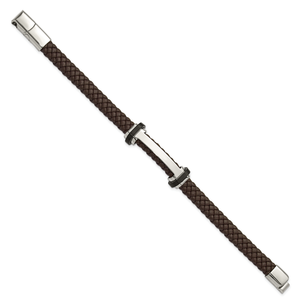 Men's Polished Braided Stainless Steel Bracelet 8mm 8.5in