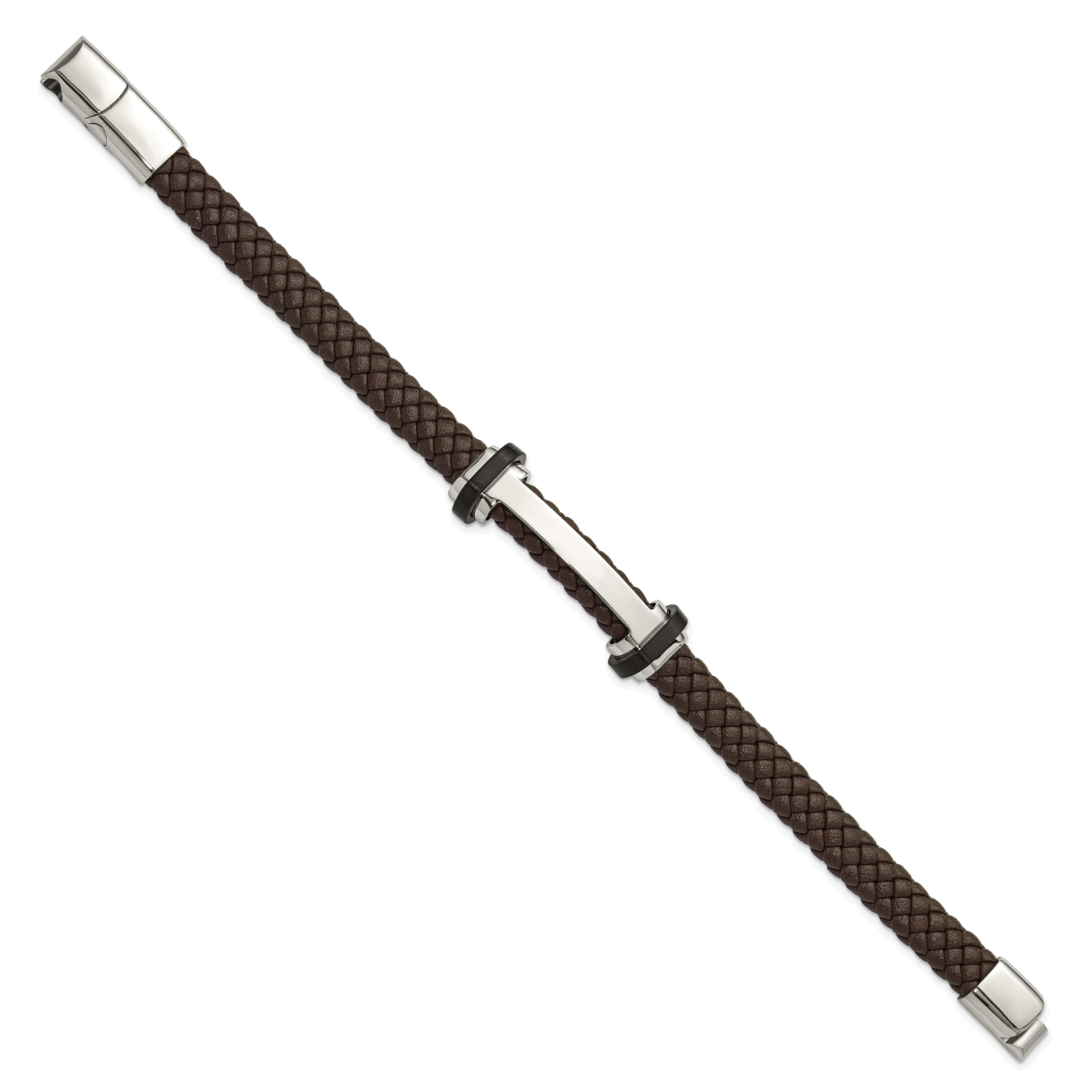 Men's Polished Braided Stainless Steel Bracelet 8mm 8.5in