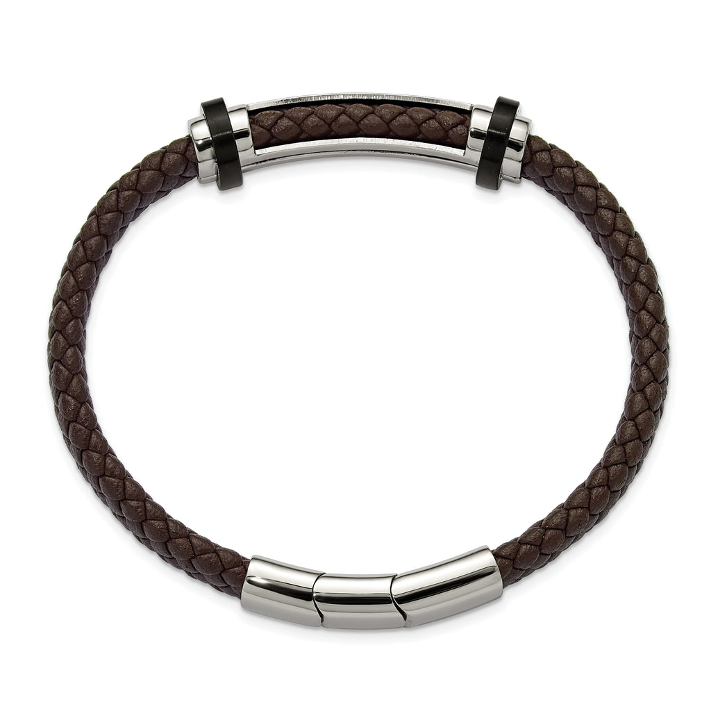 Men's Polished Braided Stainless Steel Bracelet 8mm 8.5in