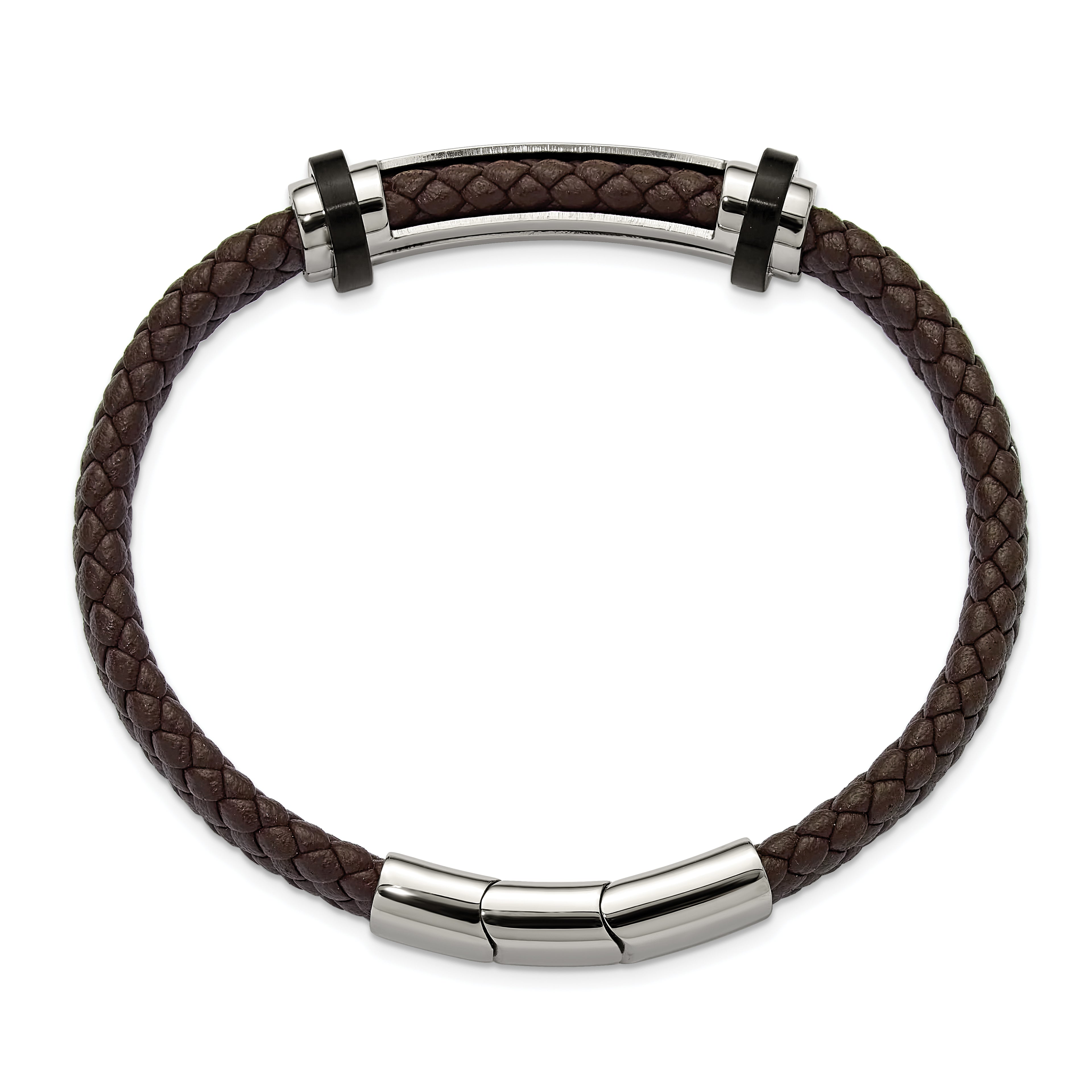 Men's Polished Braided Stainless Steel Bracelet 8mm 8.5in