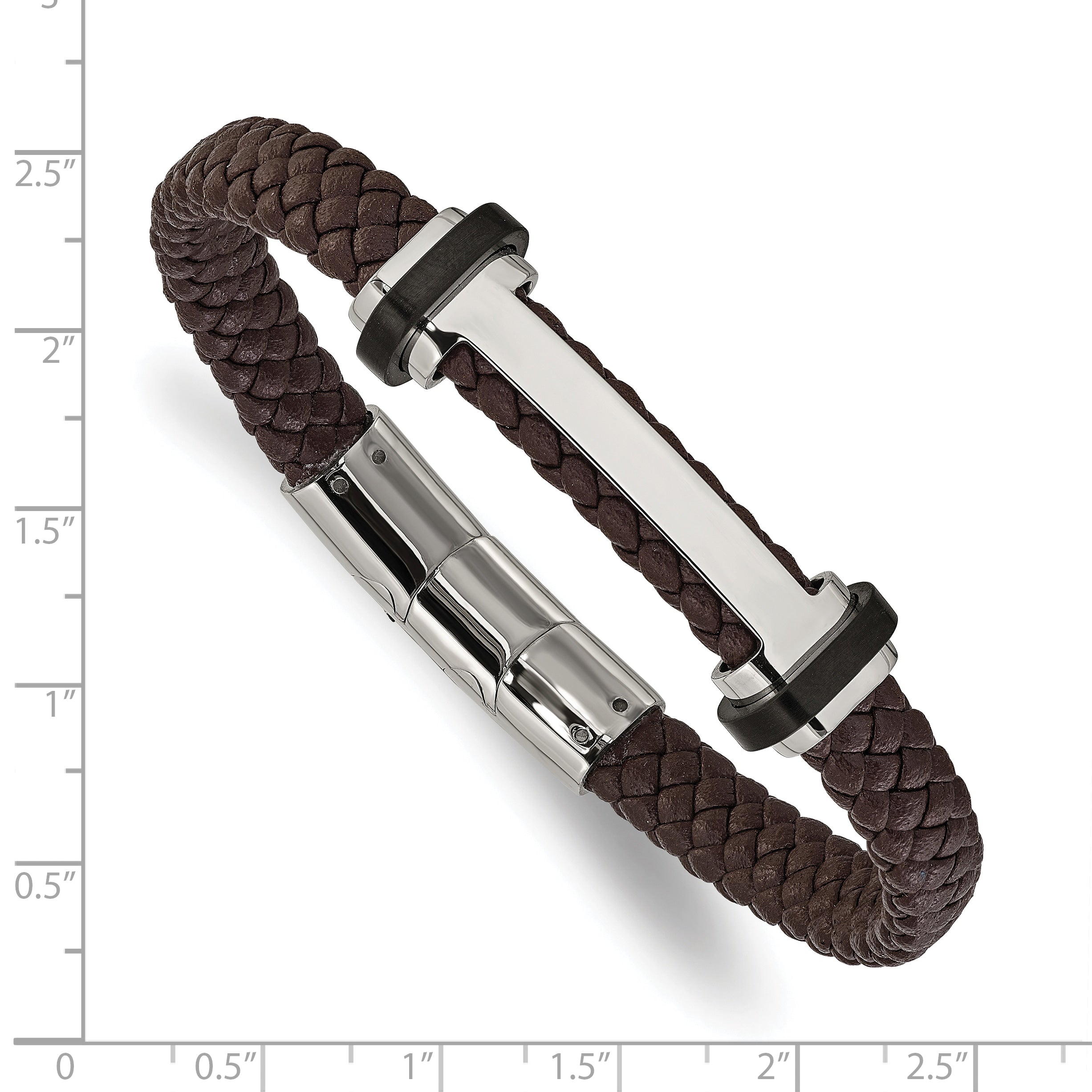 Men's Polished Braided Stainless Steel Bracelet 8mm 8.5in