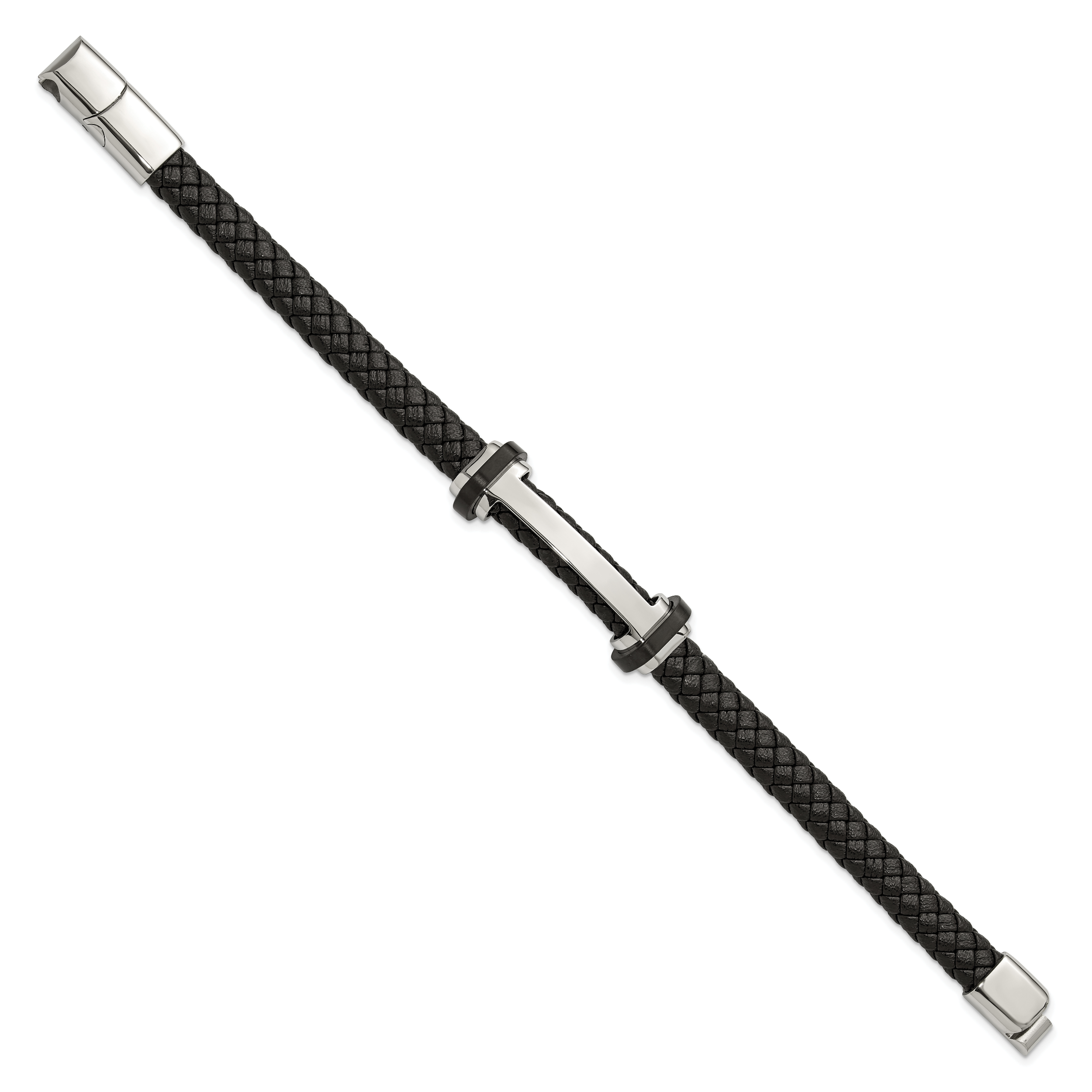 Men's Polished Braided Stainless Steel Bracelet 8mm 8.5in Secondary image