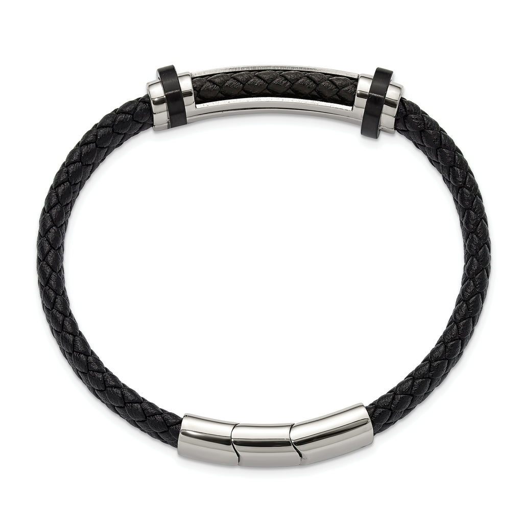 Men's Polished Braided Stainless Steel Bracelet 8mm 8.5in