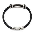 Men's Polished Braided Stainless Steel Bracelet 8mm 8.5in