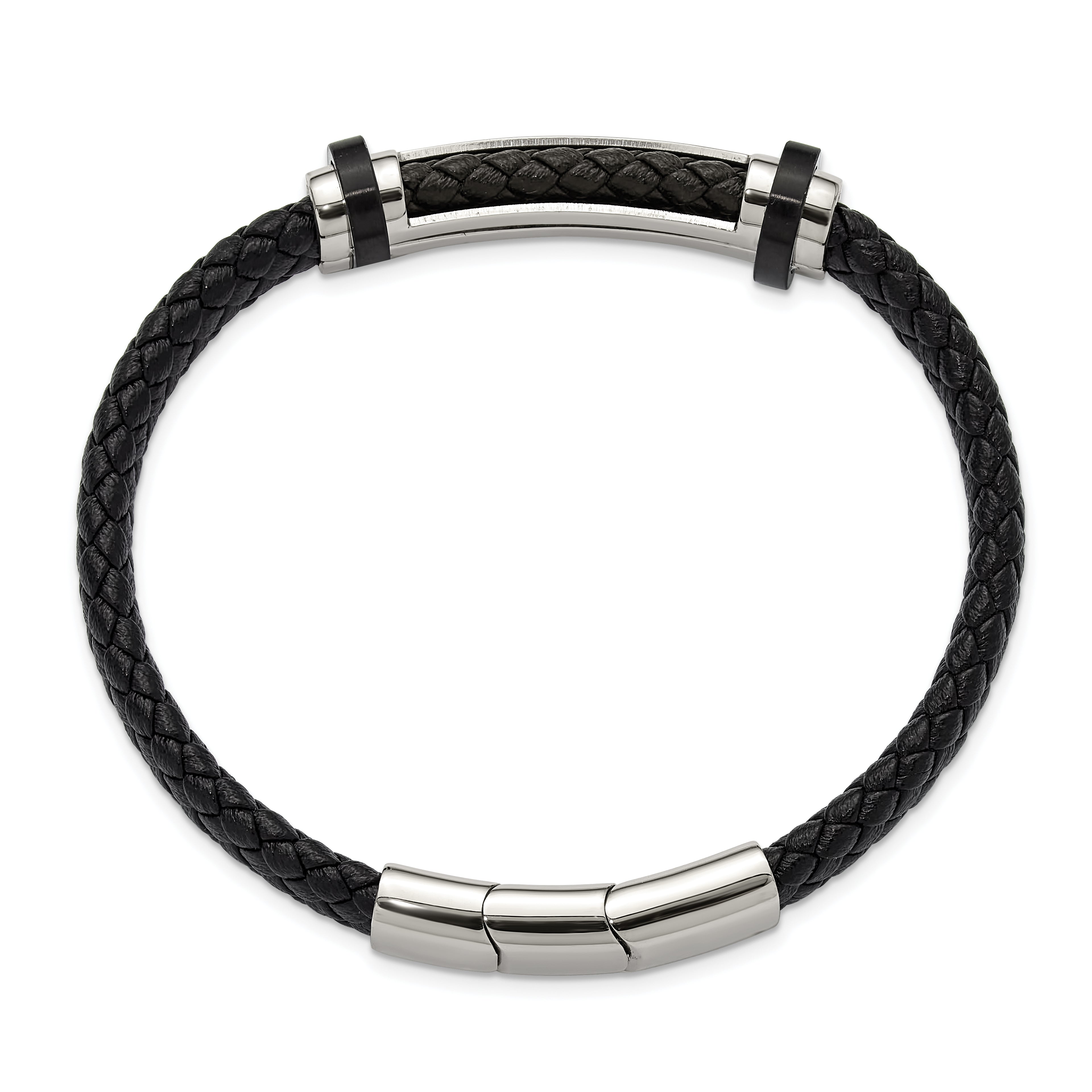 Men's Polished Braided Stainless Steel Bracelet 8mm 8.5in