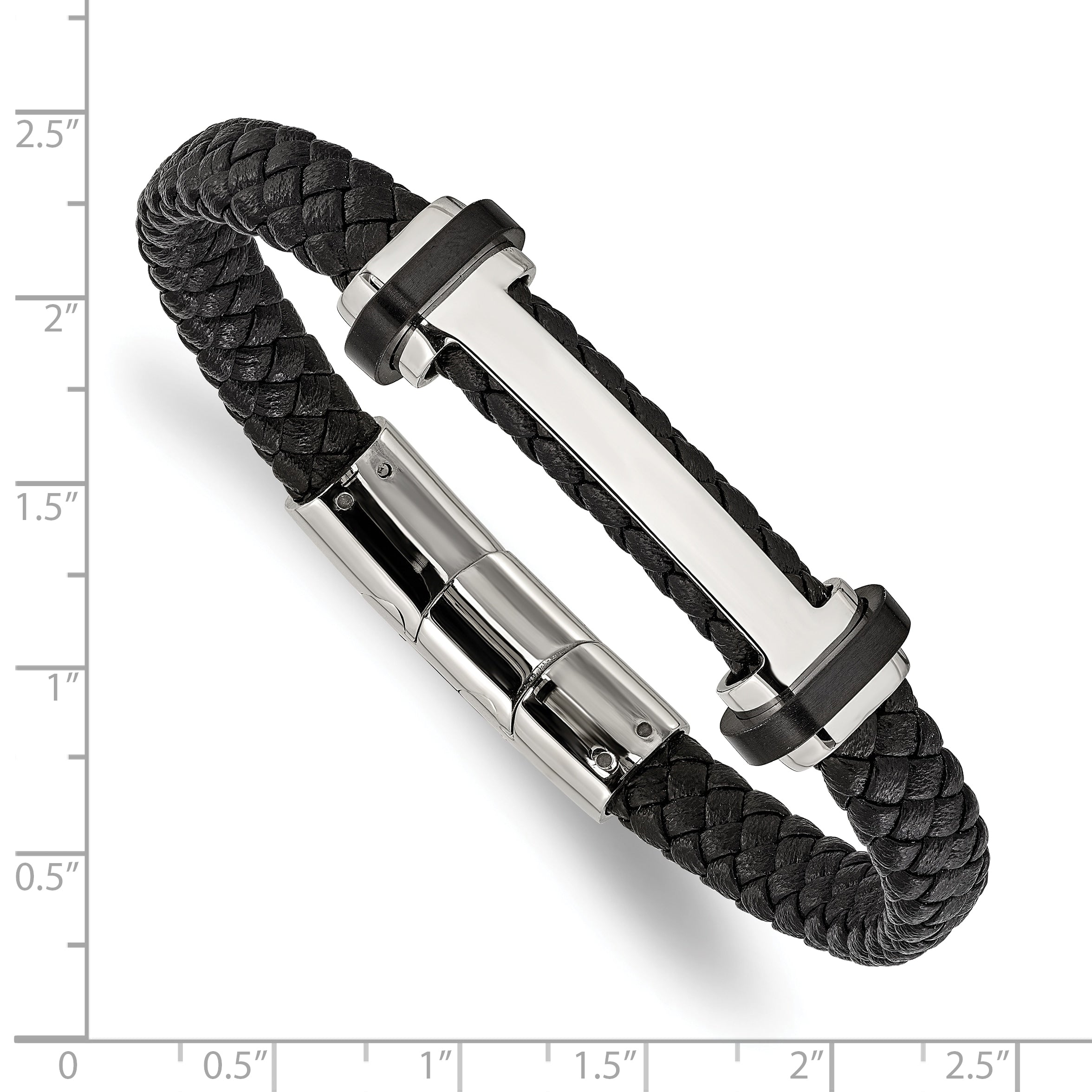 Men's Polished Braided Stainless Steel Bracelet 8mm 8.5in