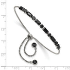 Polished Black Cubic Zirconia Stainless Steel Bracelet 1.4mm
