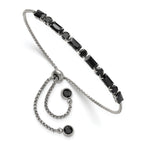 Polished Black Cubic Zirconia Stainless Steel Bracelet 1.4mm