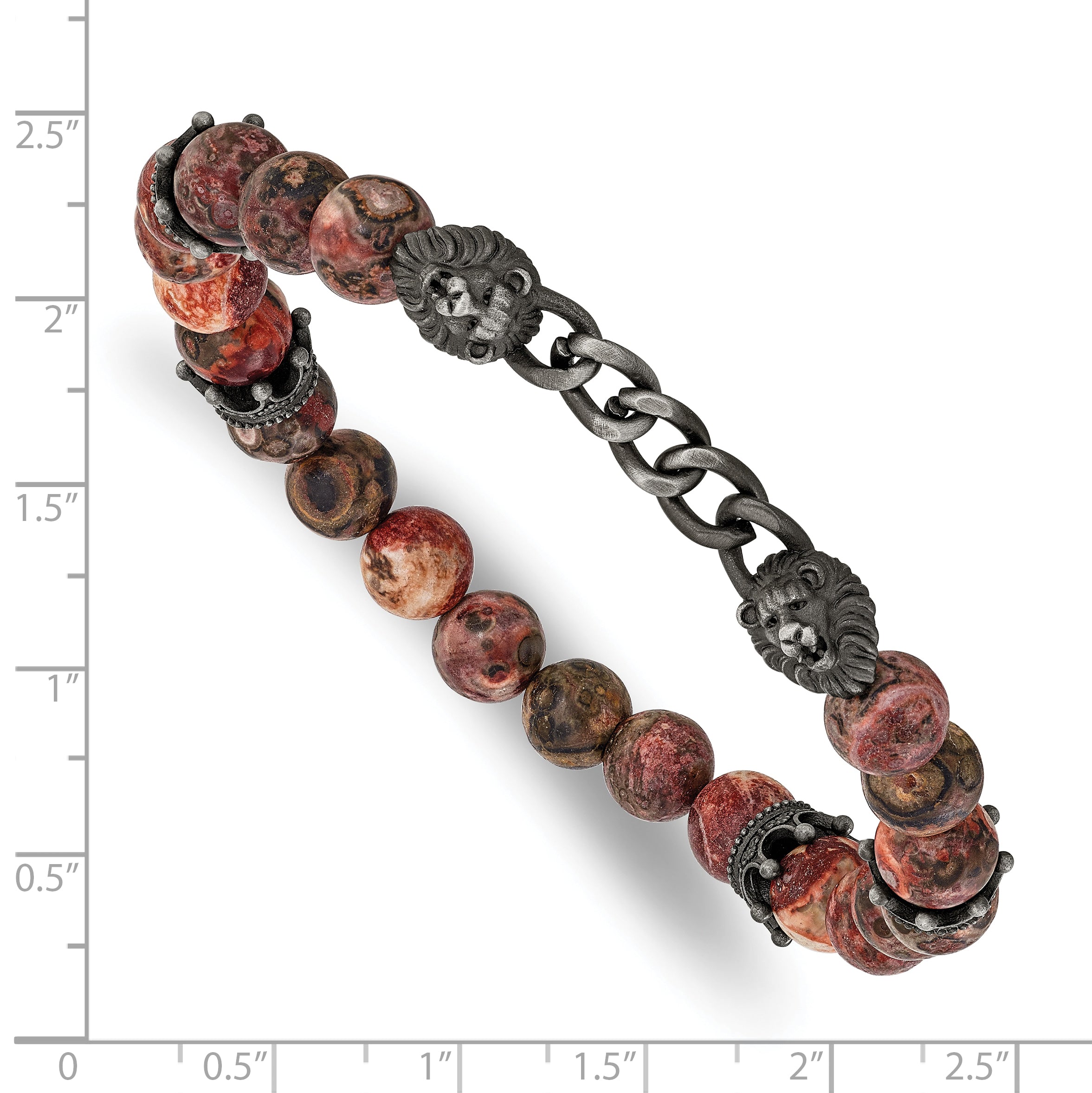 Antiqued Crown Stainless Steel Bracelet 8mm