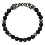 Antiqued Black Agate Dragon Stainless Steel Bracelet 8mm