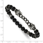 Antiqued Black Agate Dragon Stainless Steel Bracelet 8mm