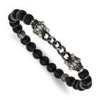Antiqued Black Agate Dragon Stainless Steel Bracelet 8mm