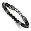 Antiqued Black Agate Stainless Steel Bracelet 8mm