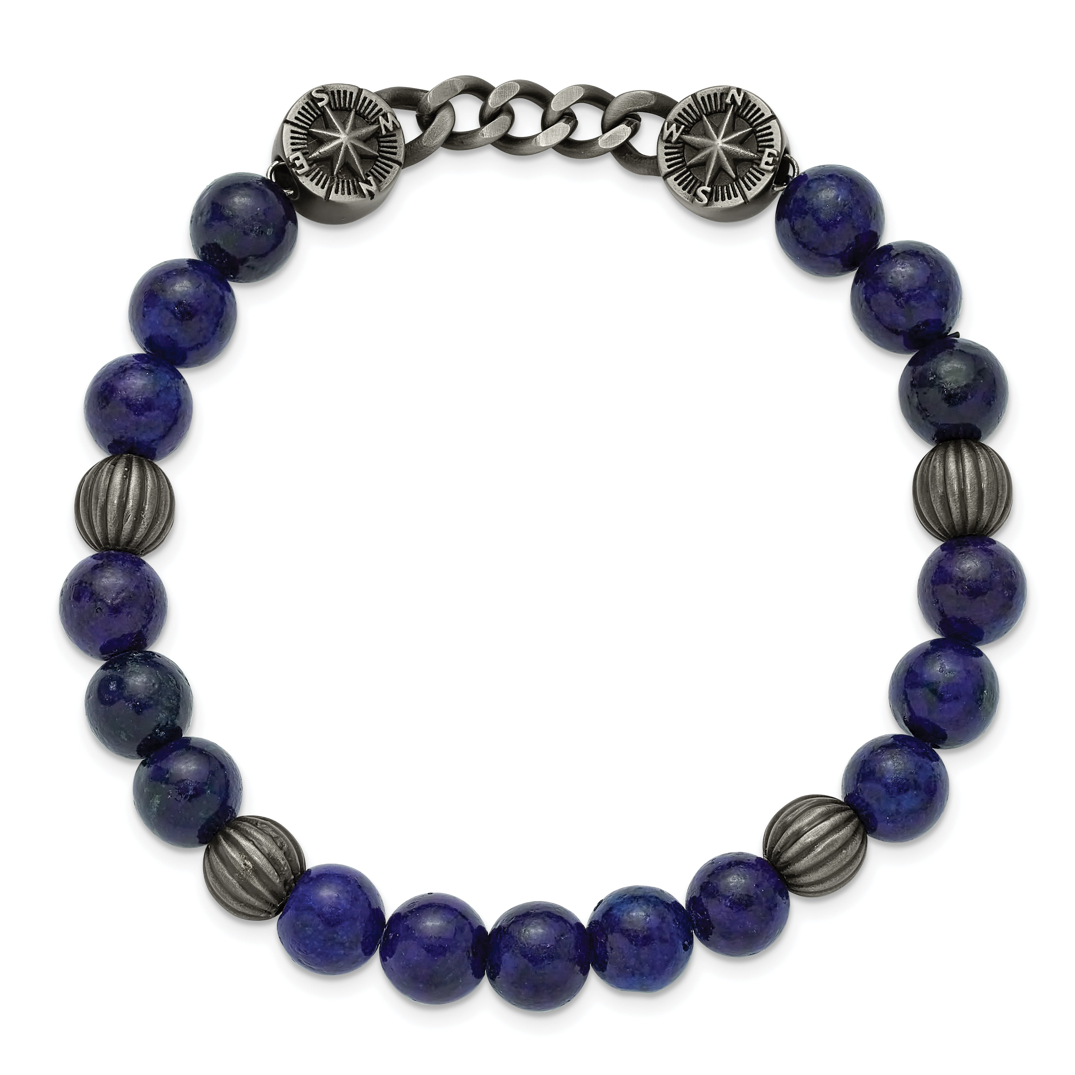 Antiqued Blue Lapis Compass Stainless Steel Bracelet 9mm Secondary image
