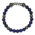 Antiqued Blue Lapis Compass Stainless Steel Bracelet 9mm