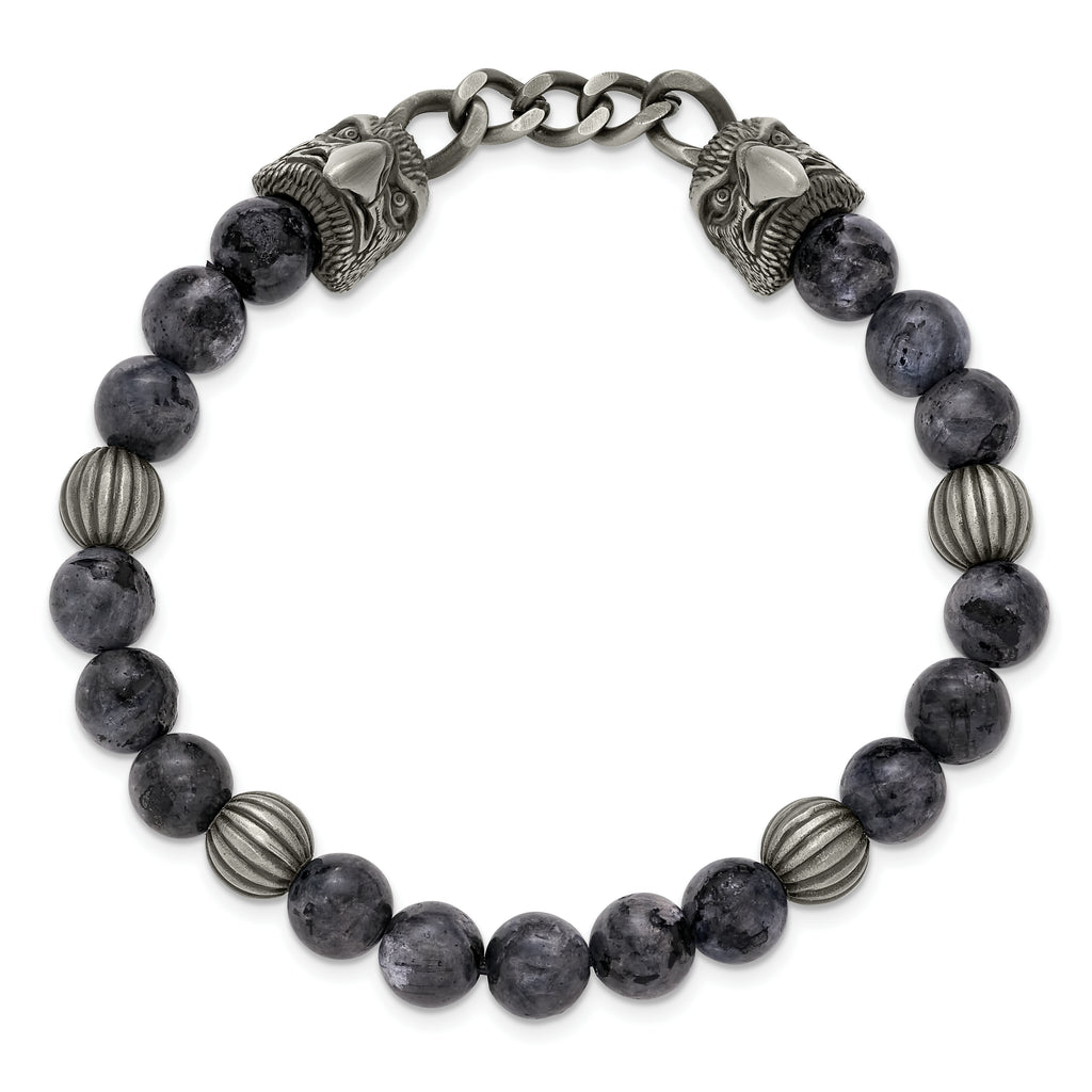 Antiqued Grey Labradorite Eagle Stainless Steel Bracelet 8mm