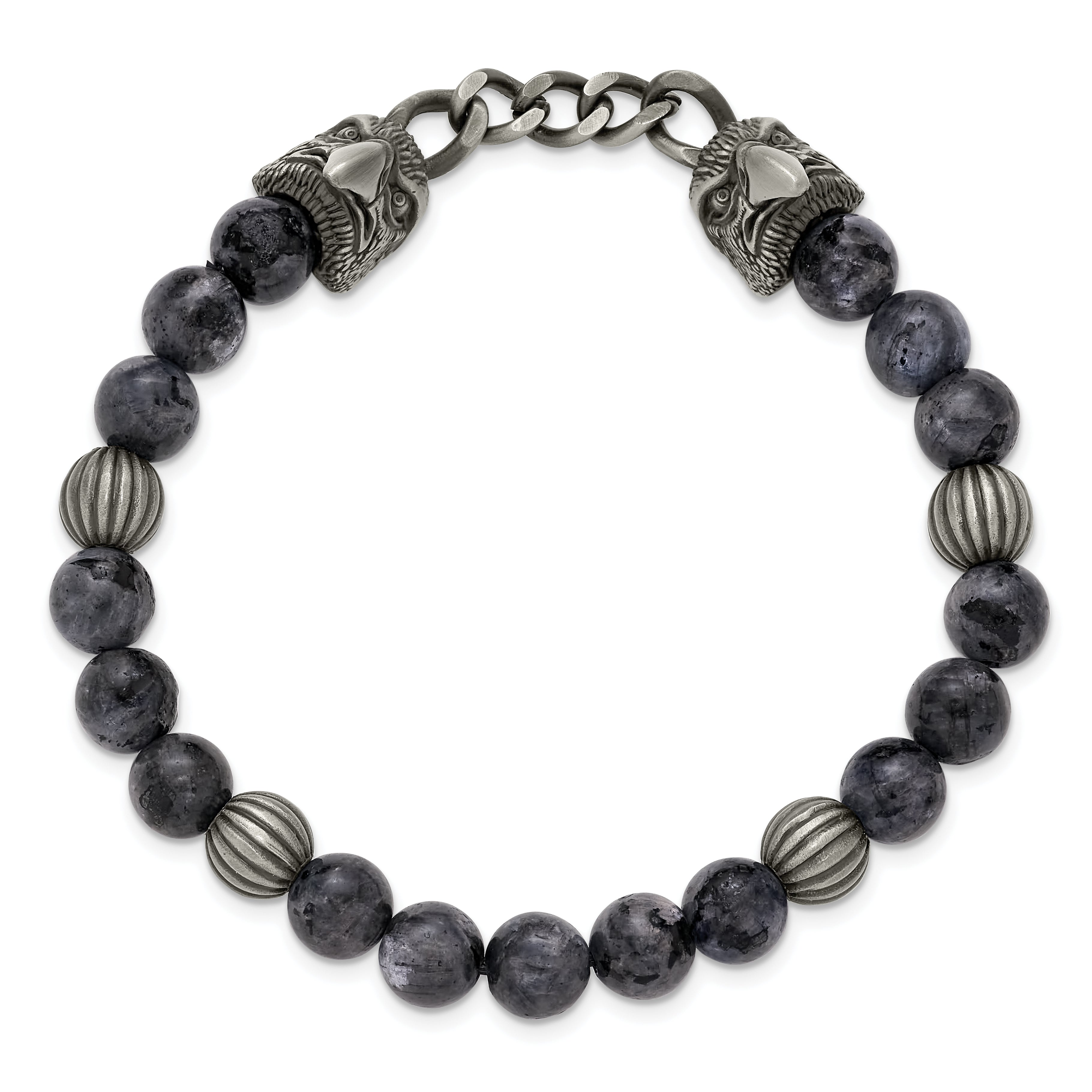 Antiqued Grey Labradorite Eagle Stainless Steel Bracelet 8mm