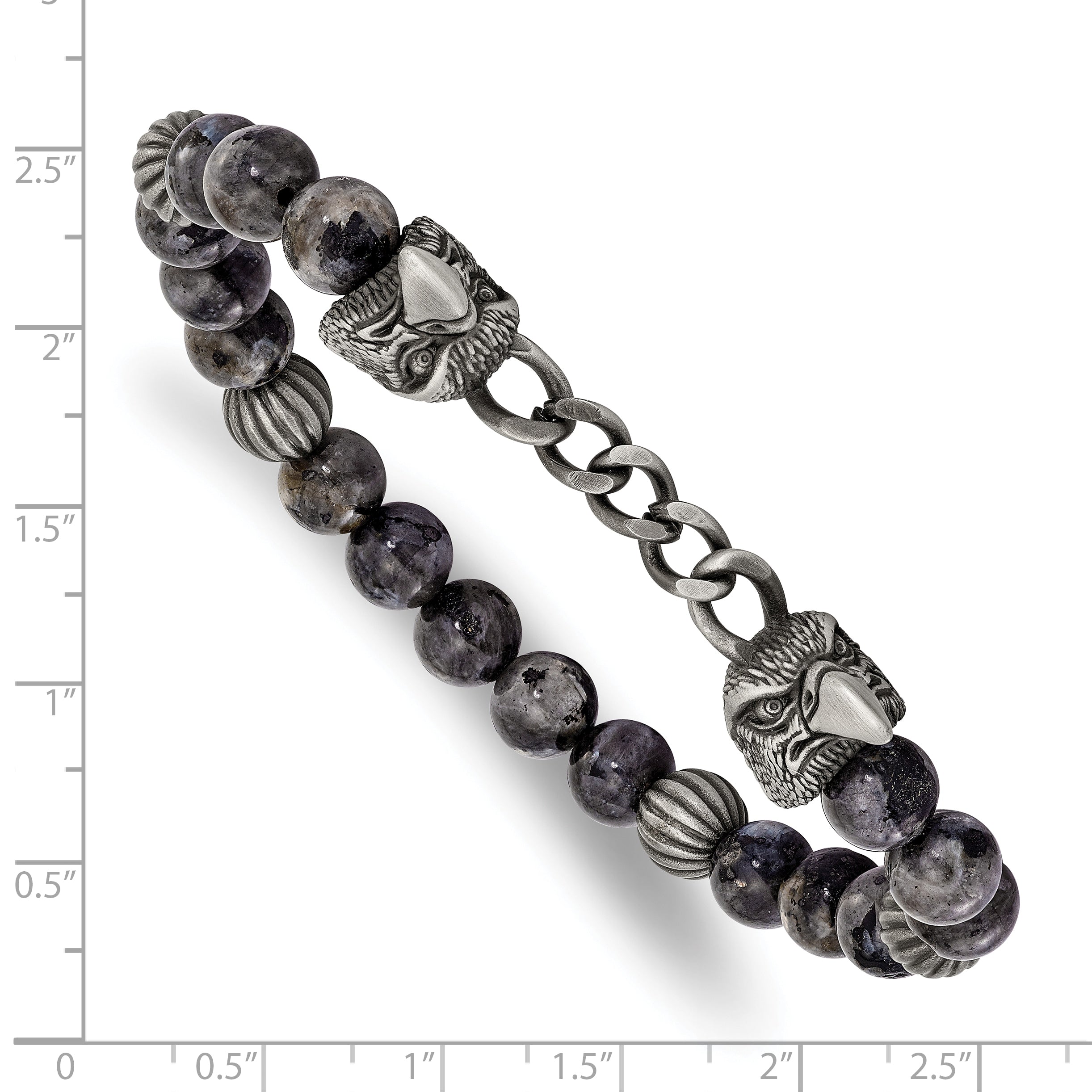 Antiqued Grey Labradorite Eagle Stainless Steel Bracelet 8mm