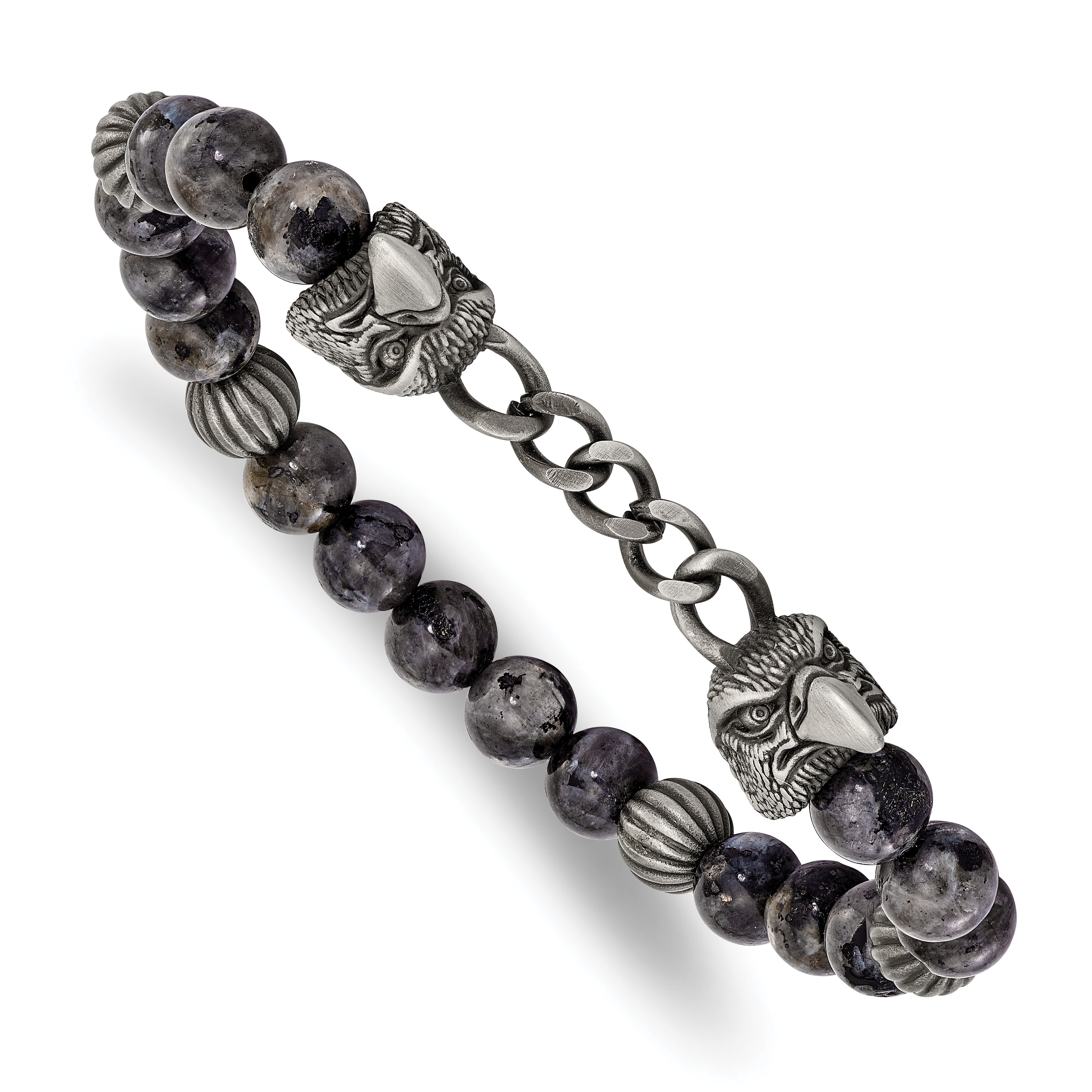 Antiqued Grey Labradorite Eagle Stainless Steel Bracelet 8mm