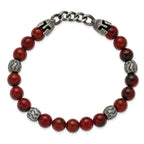 Antiqued Brown Obsidian Stainless Steel Bracelet 8.5mm